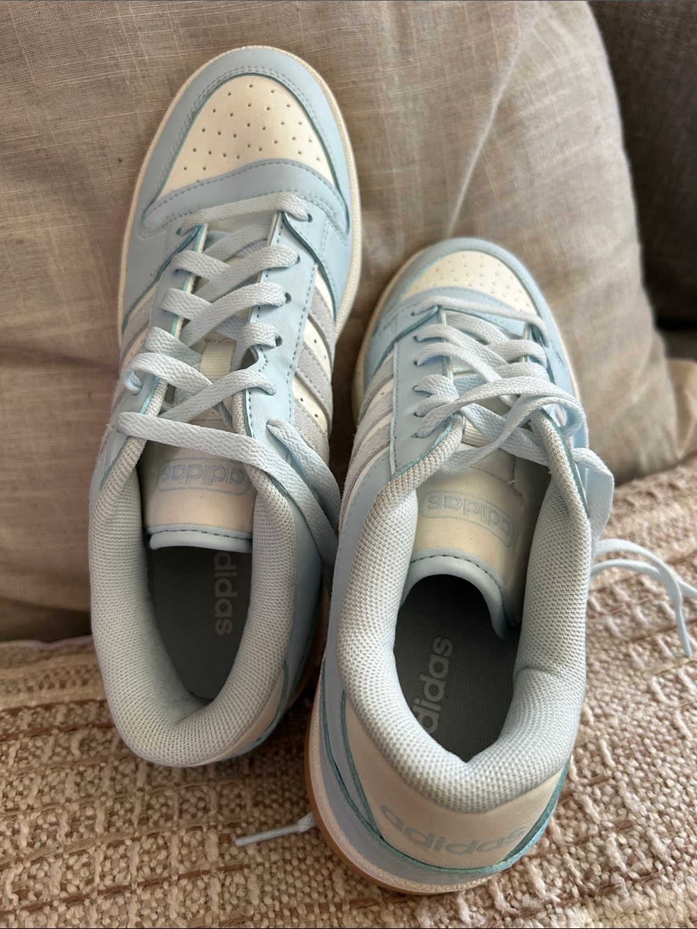 Adidas Women’s Low-Top Sneakers in Light Blue and White